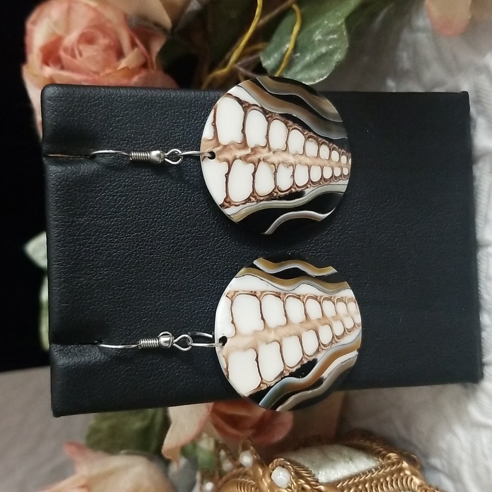 Natural Shell Disc Earrings, New Shell Slice Earrings